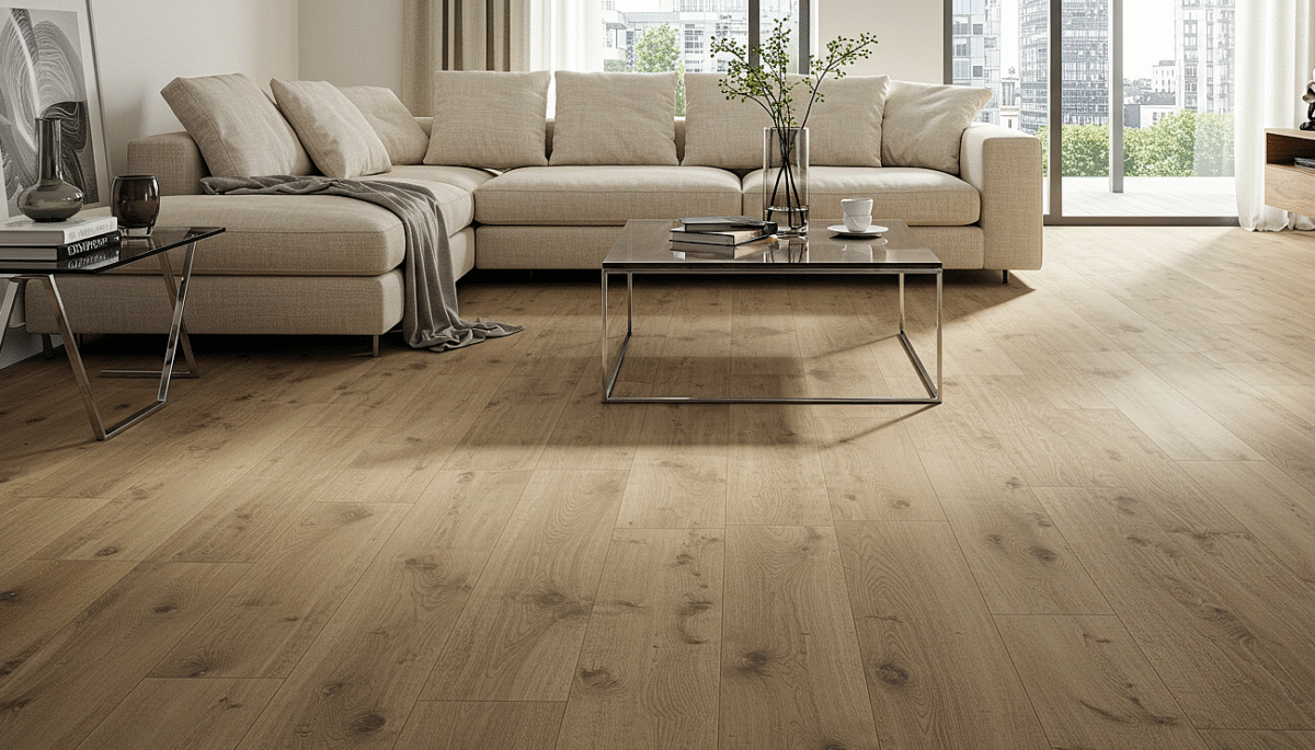 Luxury vinyl flooring fitted in a open plan apartment, Wetherby. First Choice Flooring Harrogate.