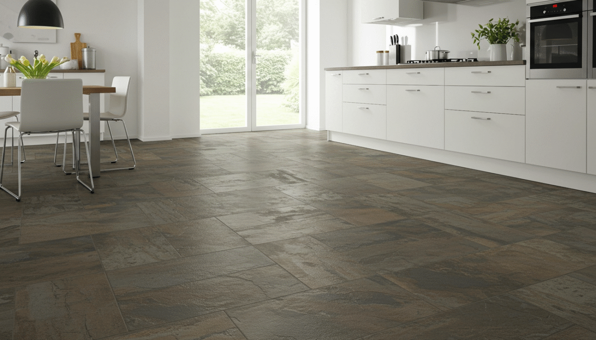 (LVT) luxury stone effect tiles.