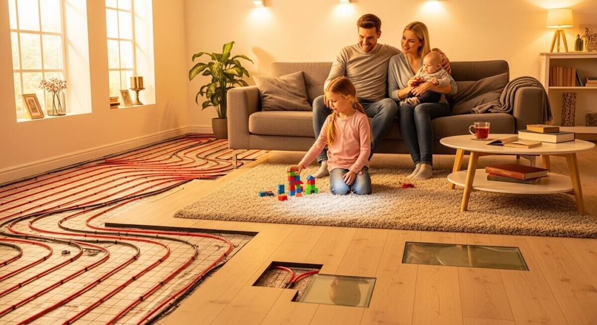 Under floor heating installation.