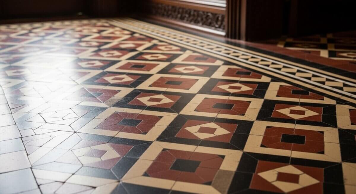 Victorian tile flooring in a house, Harrogate. 