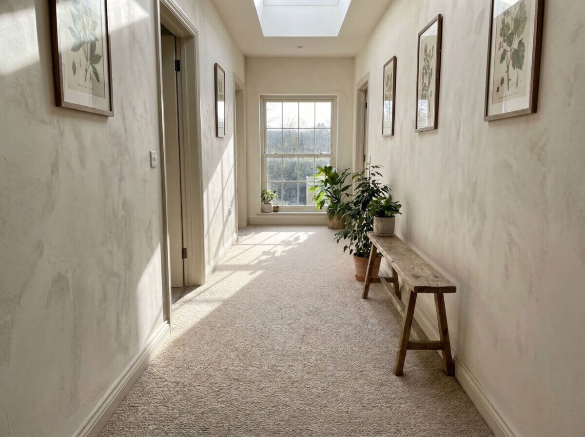 Carpeted hallway.