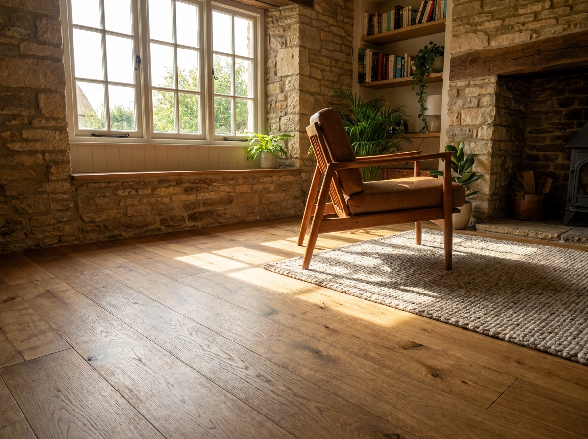 Natural engineered wood flooring fitted in a Knaresborough character property.