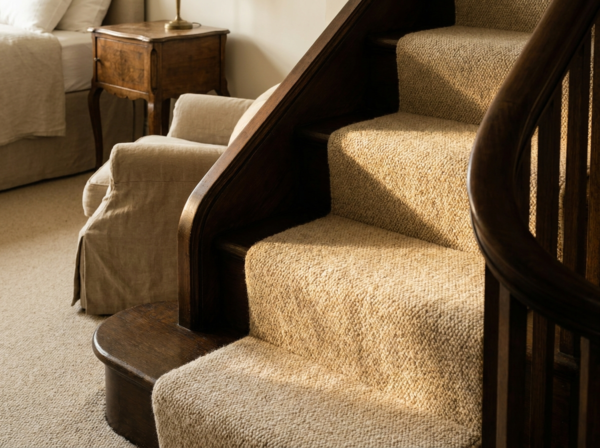 Luxury British wool carpets and bespoke stair runners fitted in Knaresborough.